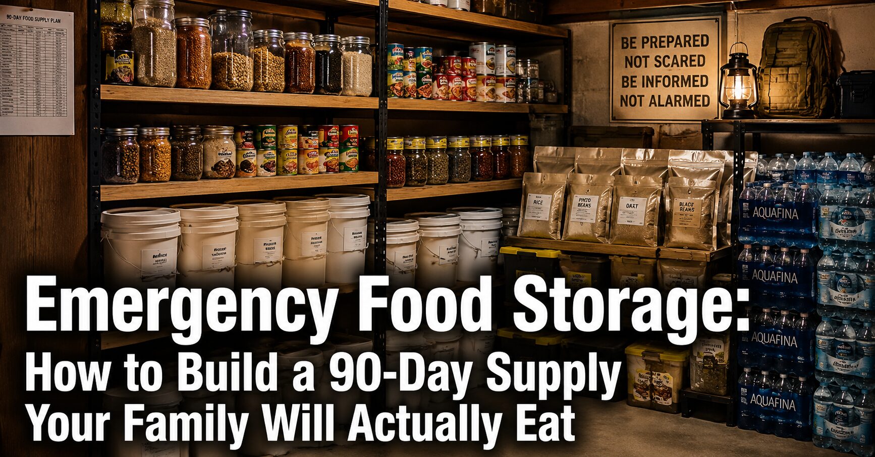 emergency food storage 90 day supply, food storage pantry, emergency preparedness, family food supply, shelf stable food storage, james c tanner, calico gold publishing, america at a crossroads